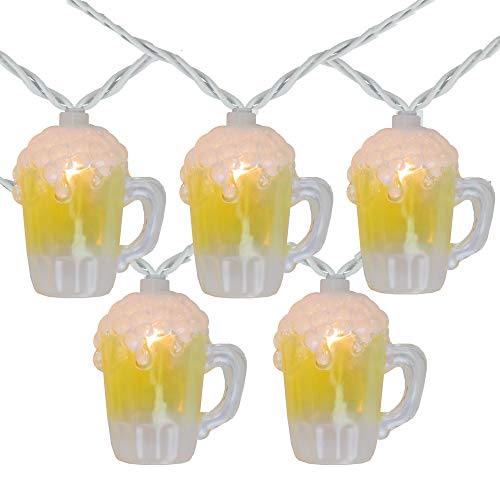 10-Count Beer Mug Summer Outdoor Patio String Light Set, 7.25ft White Wire