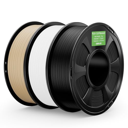 DEEPLEE PLA+ 2.0 Filament 1.75mm, Stronger Toughness 3D Printer Filament, Black White Beige 3KG, Upgrade PLA Plus 3D Printer Filament, High Speed PLA+ Filament for Most FDM 3D Drucker