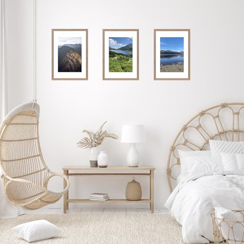 Image of JCJMY 16.5x23.4 A2 Picture Frame Rustic Brown with 11.7x16.5 A3 Mat, Display Photo 11.7x16.5 with Mat or 16.5 x 23.4 Without Mat, Wall Hanging Large Frame with Plexiglass, Rustic Brown