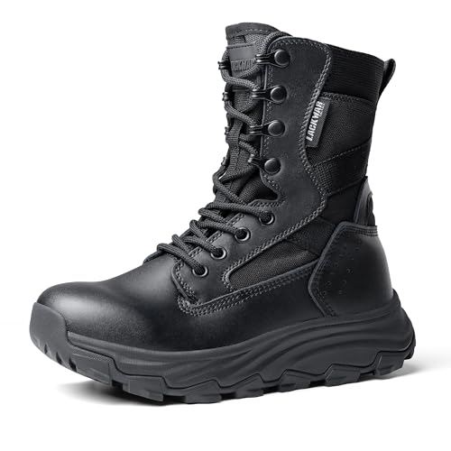 Women's 8 Inch Tactical Combat Boots Waterproof-Military Work Boots Lightweight Hiking Shoes, Non-Slip Ankle Support Outdoor Boots for Women, Black, 8