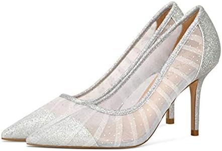 Miluoro Rhinestone Pointed Toe Silver 