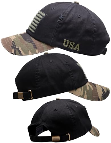 Image of Antourage American Flag Unisex Baseball Hat for Men and Women | USA Flag Mesh Snapback Flat Visor Cap + 2 Patriotic Patches