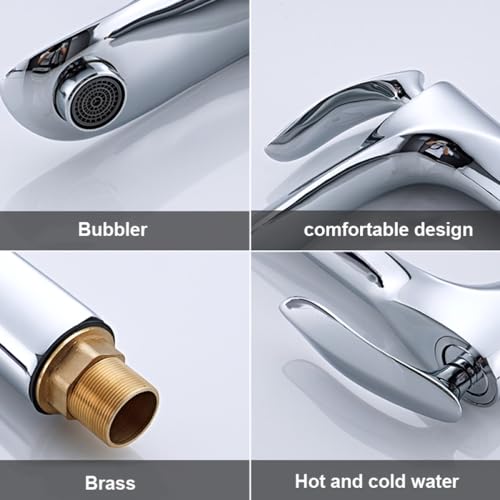 Robinet de salle de bain de style haut chromé eau chaude