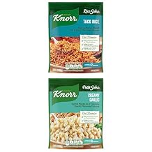 Discover Delicious Knorr Pasta Sides Bundle Taco Rice & Creamy Garlic - Quick, Flavorful Pasta Dishes with No Artificial Flavors or Preservatives, 4.3 oz 2ct Each