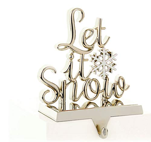 Image of Metal Stocking Hangers Trees Snowflakes and let it Snow By Premier Decorations (22 cm Gold Silver Let it Snow)