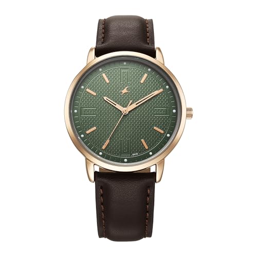 Fastrack Stunners X Special Edition Quartz Green Dial Leather Analog Watch for Men