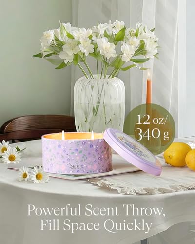 Image of M&SENSE Dual-Wicks Lilac Scented Candles 12oz | 2 Wick Spring Soy Candle, Natural Soy Wax, Floral Scented, Mother's Day Candle, Birthday Candle for Women