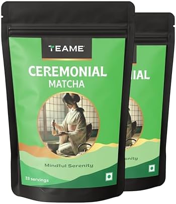 TE-A-ME Matcha Tea Powder - Ceremonial Grade (Pack of 2) | Ceremonial Matcha 100g (50g x 2)