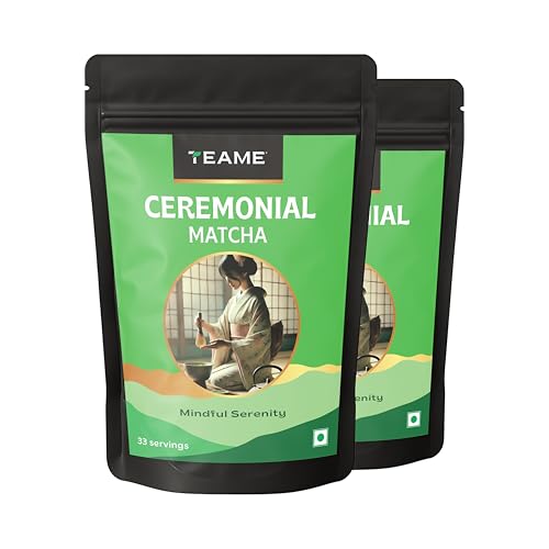 TE-A-ME Matcha Tea Powder - Ceremonial Grade (Pack of 2) | Ceremonial Matcha 100g (50g x 2)