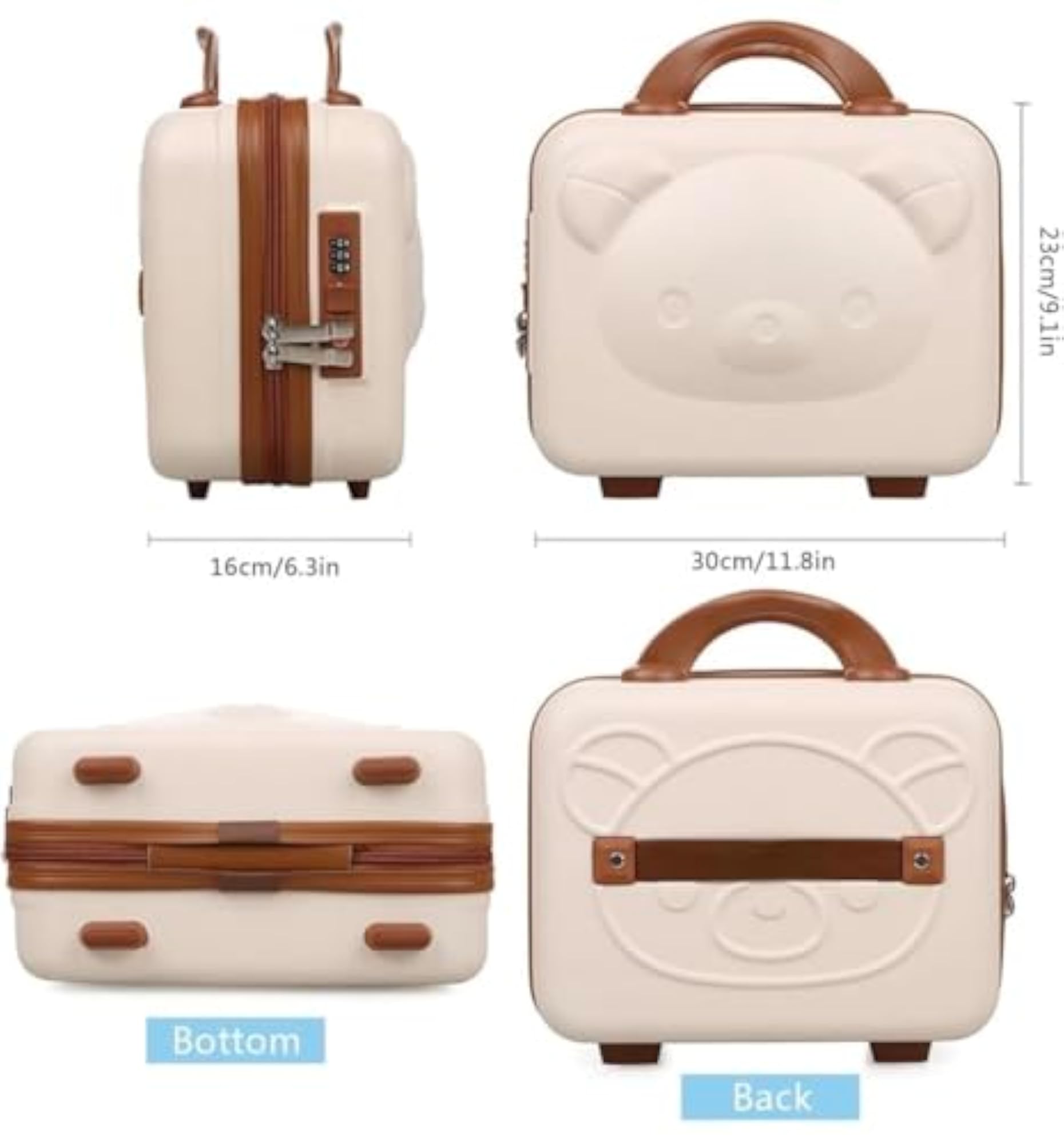 Cute Animal Face Hard Shell Kids Travel Bag