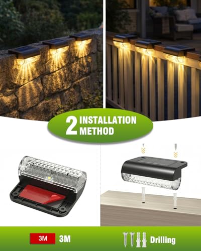 Miniatura 4 de Adalyroma 6 X Lámparas Solares Para Exteriores, Led Luces Solares Para Valla Exterior, Aplique Solar Exterior Impermeable Para Escaleras, Escalones, Vallas, Barandillas, Patio, Terraza