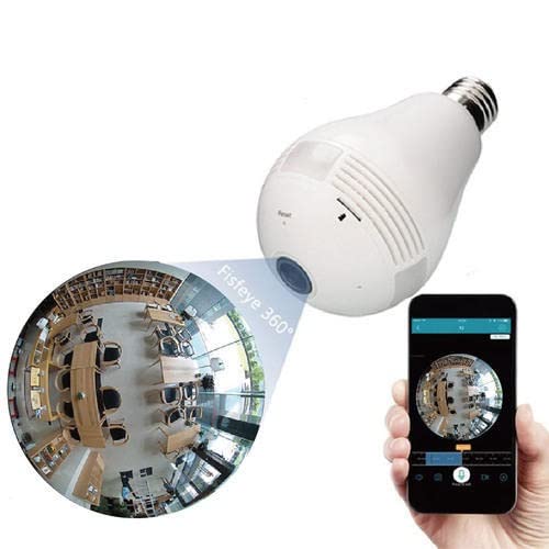 IBS Bulb Camera WiFi Full HD Bulb Shape Fisheye 360° Panoramic Wireless WiFi IP CCTV Security Camera with Coloured Night Vision