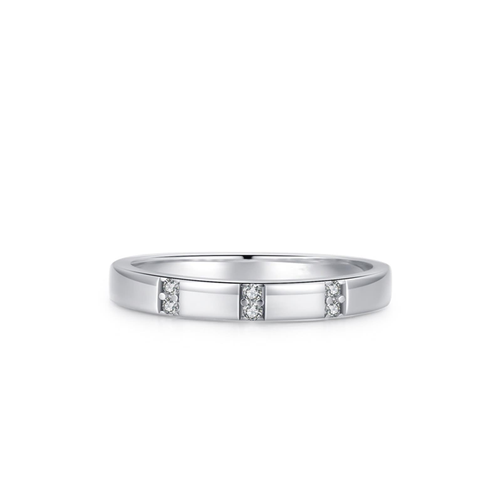 Unisize - Anillo de compromiso cuadrado de plata con diamante de corte redondo y platino 950, talla 63 (20,1)