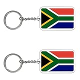 FHZJKJX 2 Pack South Africa Flag Keychain South African Key Ring-(South Africa)
