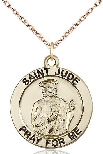 14kt Gold Filled Saint Jude Pendant on a 18 inch Gold Filled Light Rope Chain.