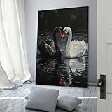 Black And White Swans Painting Poster Kunstdruck Wandfoto 