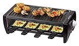 Silva-Homeline PK-R 080 Raclette Grill mit antihaftbeschichtete Grillplatte, Inkl. 8 Pfännchen, 1200 W, schwarz, für 8 Personen,