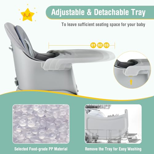 Image of GLACER 8 in 1 Convertible Baby High Chair - Adjustable High Chairs for Babies and Toddlers with Removable Tray, Dual Cushions, Activity Table and Chair Set, Booster Seat, Stool (Gray)