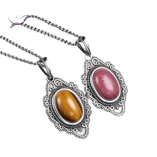 Collier oeil de tigre argent 925 | Pendentif femme en pierre naturelle ovale