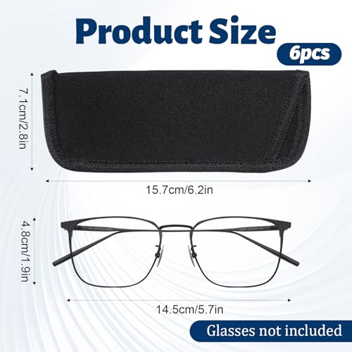 Image of 6 PCS Glasses Pouch, Soft EVA Eyeglass Bags Protective Soft Slip in Eyeglass Case Black Slim Unisex Glasses Sleeve Portable Sunglass Sleeve for Business Men Women Teen Student Scholars Reading