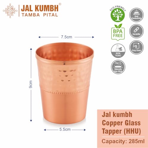 Image of Pure Copper Glasses Tapper Hhu Water Glass Pure Tamba Glass for Drinking & Serving Water Tumbler-285 ML