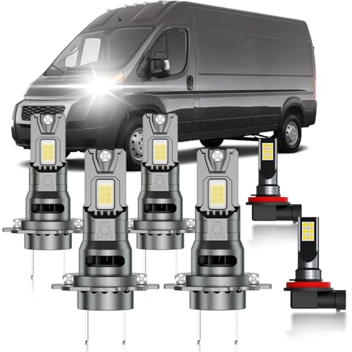 HUOKEDS for 2014-2022 Ram ProMaster 1500 2500 3500 Multi Beam FOG Lights Bulbs Combo, 6pcs Super Bright White Dual Beam and Fog Lights Blubs Package, 1:1 Size as Stock Bulbs, Plug and Play