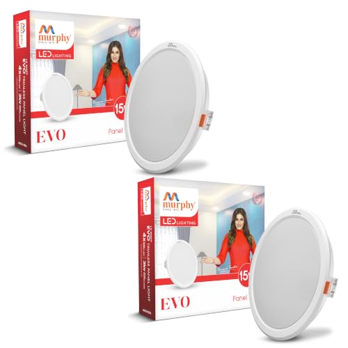 Image of Murphy EVO 15W RD LED Panel Light | 4500K Natural White| Recessed Ceiling Light | 1500 Lumens | 150mm Cutout | Shockproof PC Body | 4kV Surge Protection | BIS Approved |2-Year Warranty |Pack of 2
