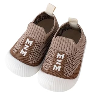 TS WITH TECHSUN Lightweight Baby Boy Girl Soft Soles Shoes, Casual Sneakers Floor Socks, Toddler Walking Shoes Infant First Running Kids Shoes Coffee