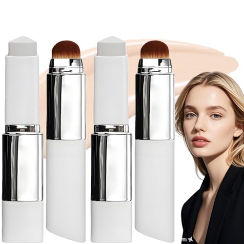 Image of 2pcs Color Changing Foundation Stick,Korean Foundation for Mature Skin with Brush,Full To Medium Coverage Base Makeup,Waterproof Foundation & Skin Tint,Colour Match for All Skin Types(Natural)