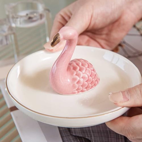 TOPSKINOY Flamingo Ring Holder Dish, Ceramic Jewelry Tray Trinket Dish for Necklace Keychain Organizer, Cute Funny Birthday Wedding Mothers Day Gift for Women Friends Girls by TOPSKINOY - Used condition - Image 4