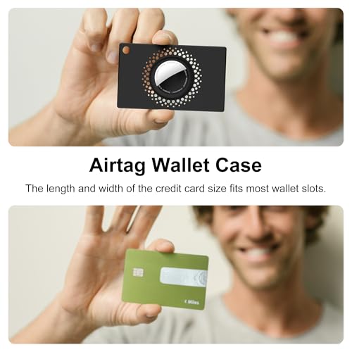 [2 Pack] for Airtag Wallet Holder, Slim Thin for Airtag Card, Credit Card Size Wallet Case Holder for AirTag for Purse, Handbag, Clutch, Wristlet (Black)4