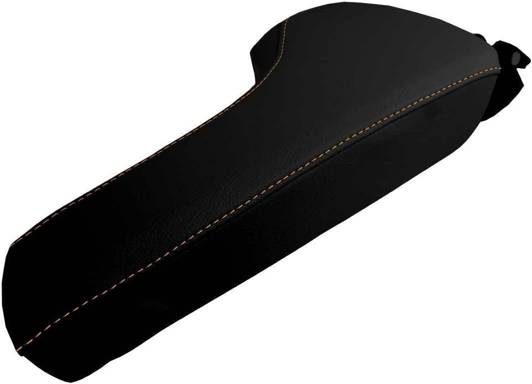 PVC Console Lid Pull Over Cover Compatible with Chevrolet Camaro 2016-2020 (Black, White Stitch)