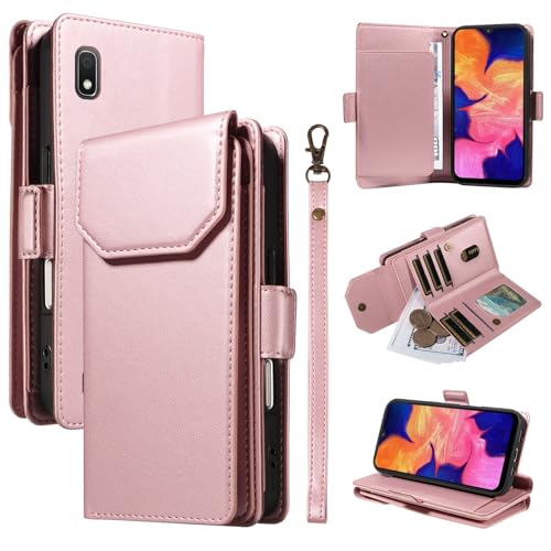 Étui Samsung Galaxy A10 rose porte-carte femme homme coque portefeuille antichoc