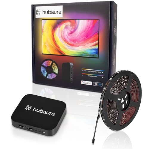 HUBAURA Sync Box rétroéclairage HDMI 2.0 ruban led synchronisation image, ruban led pour tv 42 à 88 pouces (65-70 pouces)