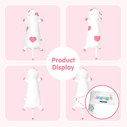 Mewaii Strawberry Cow Plush Body Pillow - 25" Kawaii Cow Stuffed Animals Squishy Pillow, Cute Plushies Cuddle Pillow For Kids, Long Plush Cow Pillow Toys, Birthday Gifts For Women, Girls And Males #TOP1