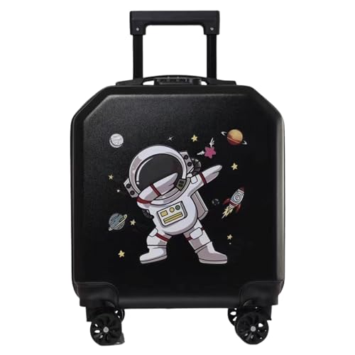 Image of Kids Trolley Bags Suitcase for Travel Cartoon Print ABS+PC Material 18 Inch (Astronaut Dab)