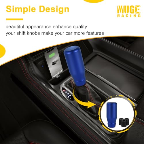 muge racing 80mm/3.15\" Car Shift Knob, Aluminum Weighted Automotive Gear Shift Manual knobs Lever with 3 Threaded Adapters M8 M10 M12 x 1.25, Universal for Vehicle (Blue) - Thumbnail 5