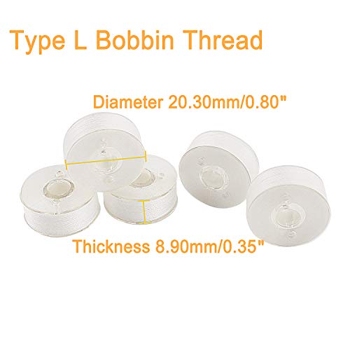 New Brothread NB144-SL-05W 144Pcs Type L (Sa155) Size White Prewound Bobbin Thread Plastic Side thumb #2
