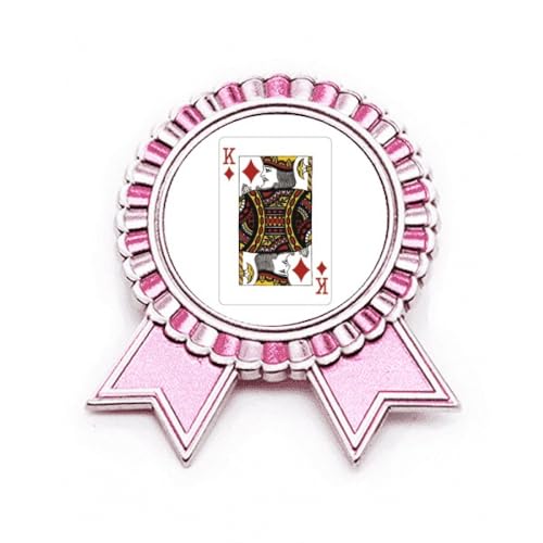 Broche rose motif de cartes à jouer K M métal finition premium