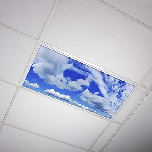 Fluorescent Light Cover for Classroom Ceiling Lights Clouds - Premium Backlit Film Insert 2x4 (22.38"x46.5") Florescent Fixture (Pack of 1) School, Office, Sensory, Improve Focus, Eliminate Headaches