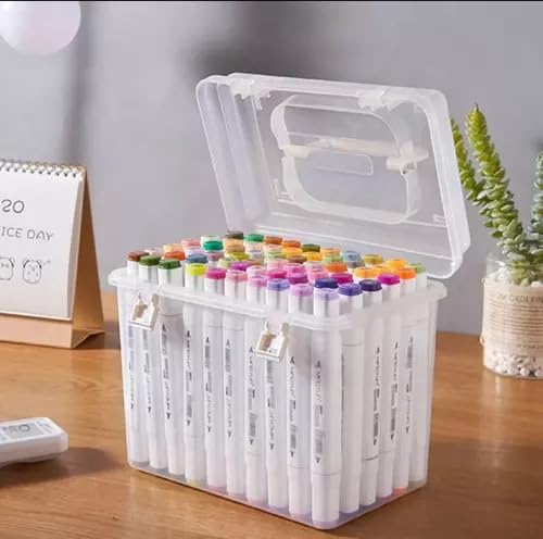 Kit Canetas Marcador Permanente Ponta Dupla 120 Cores, Kit Conjunto Canetinha Profissional + Estojo