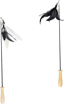GALPADA 2pcs Retractable Cat Tickling Sticks Soft Tips Interactive Teasing Toys for Cats and Kittens Sturdy Wooden Handle Fun Plaything for Engaging PET Activities
