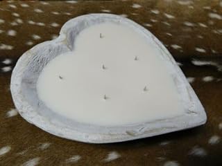 Carved Wooden Heart Dough Bowl Soy Wax Candle Scented SEA Salt Orchid Wood 3LB - nuraga Store