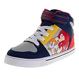 Josmo Sonic The Hedgehog High Top Sneakers for Boys - Sonic Tails Shadow Knuckles Sneaker Lightweight Breathable Ankle Hightops Shoes - Blue Red (Size 1 Big Kid)