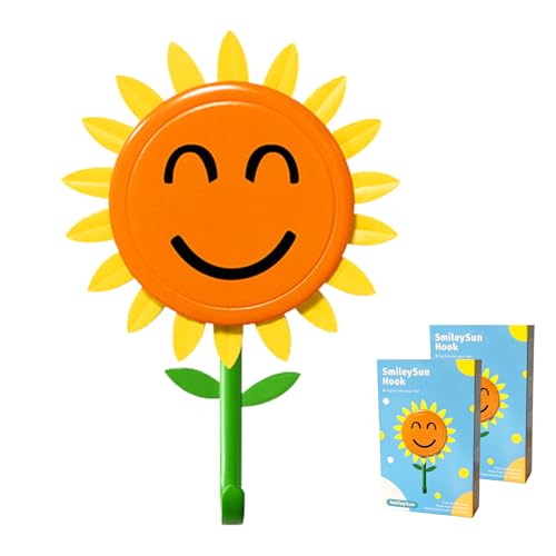 EleCharm Retractable Blooming Sunflower Wall Hook, Strong Self-Adhesive,Traceless & Waterproof,