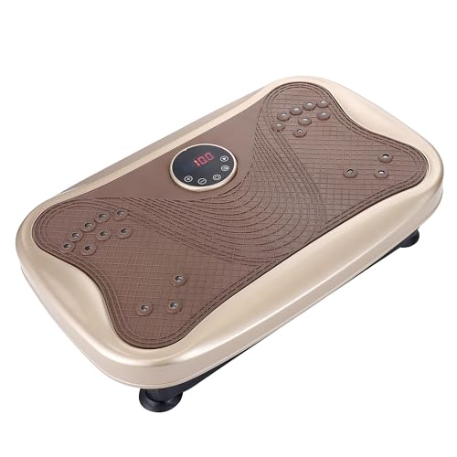 Plataforma Vibratoria para Quemar Grasa con 120 Velocidades y Motor de 200 W - Silenciosa para Uso en Casa o Oficina, Diseño Plegable y Portátil que Trabaja Abdomen y Muslos, Entrenamiento Completo para Madres Ocupadas y Principiantes, Dorada miniatura 1