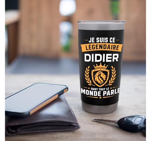 didier légendaire drole Prénom personnalisé Humour didier Gobelet isotherme en acier inoxydable double paroi – vue 7