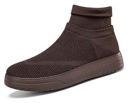 Men's Fashion Round Toe Comfortable Sports Shoes High Top Outdoor Breathable Walking Shoes Thick Sole Non-Slip Fashion Sneakers