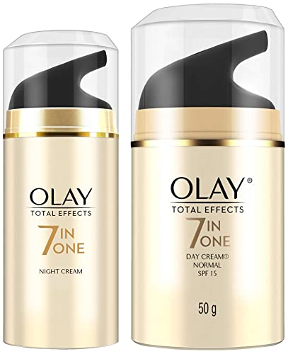 Image of Olay Day Cream Total Effects 7 in 1, Anti-Ageing SPF 15, 50g And Olay Night Cream Total Effects 7 in 1, Anti-Ageing Moisturiser, 20g