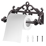 Vintage Toilet Paper Roll holder Cast Iron Wall Mounted Toilet Tissue Holder Without Lid Easy Installation Kitchen Paper Roll Organizer With Screws for Restroom Home Decoration(black)